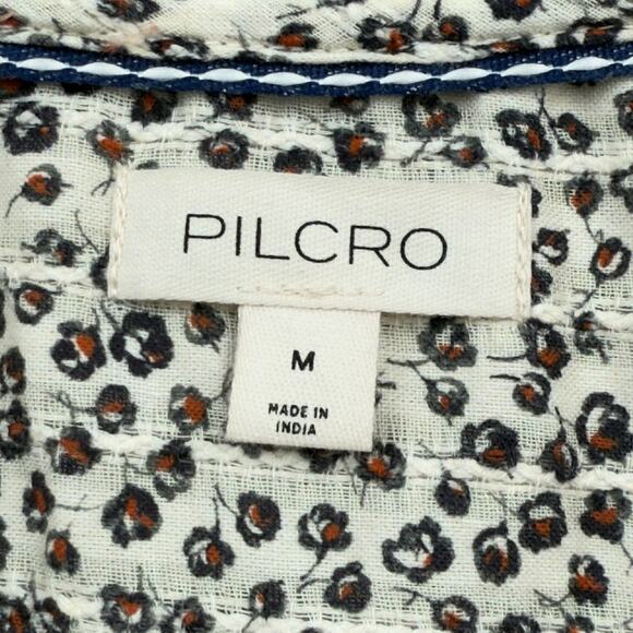 Pilcro Anthropologie Keira Floral Peter Pan Collar Blouse Top M Cottagecore - Picture 6 of 9